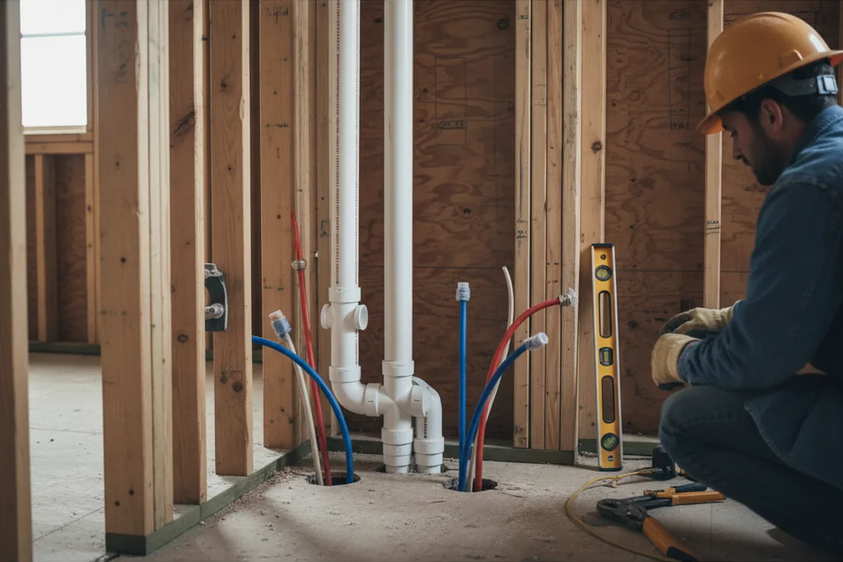 Drain and supply rough-in during Garbage Disposal Repair in Chelsea